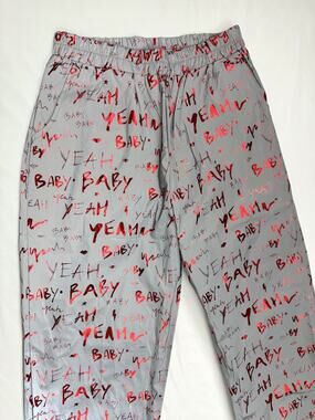 Highlight Pants S Silver Reflective Red Parachute Rave Y2K Cyber Nylon